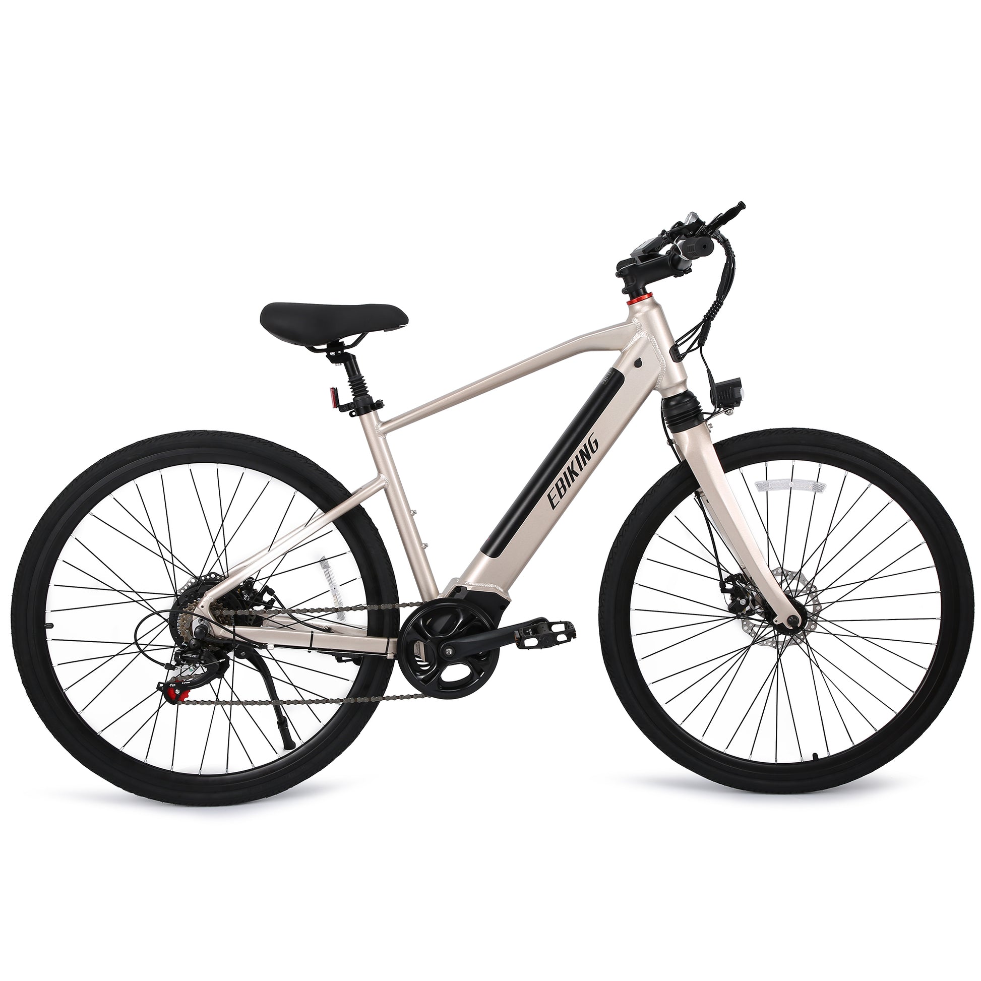 ​​Ultralight 17kg aluminum-frame e-bike​​ with ​​500W high-torque motor​​ and ​​Shimano 7-speed drivetrain​​,Features ​​100km range battery​​ and ​​IP56-rated LED headlight​​ for all-weather reliability.